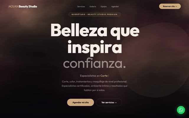Página web premium para salón de belleza NOURA Beauty Studio, diseñada por Webs Labs en Querétaro