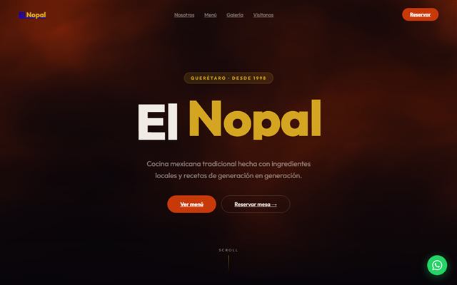 Página web para restaurante El Nopal Cantina, diseñada por Webs Labs en Querétaro